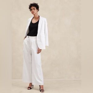 NWT! Banana Republic White Linen-Blend Wide-Leg Pleated Trouser - Multiple 💛